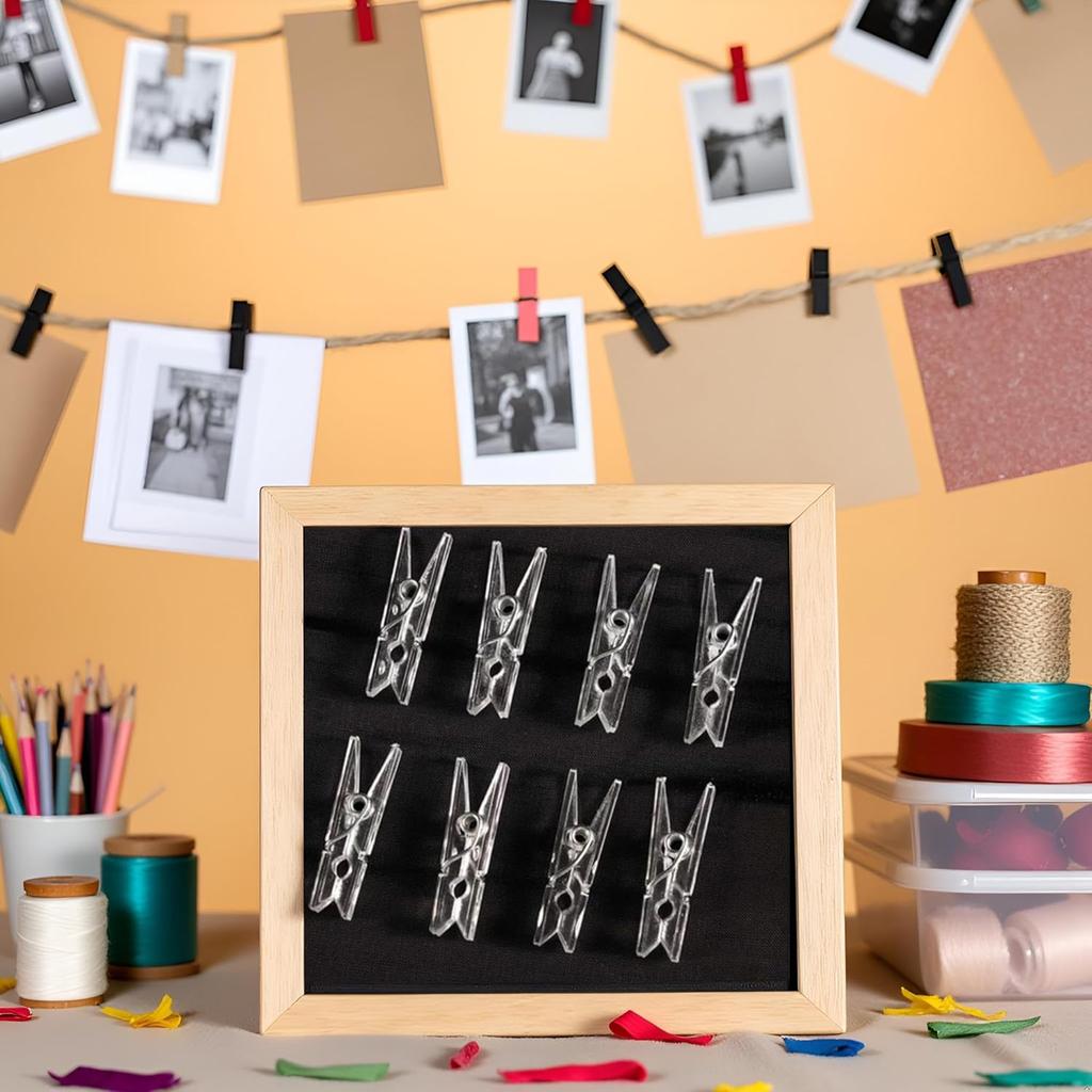 20Pcs Clear Plastic Clothes P,Clothes Line String Clips, Mini Clothes P, Photo Paper Peg P Craft Clips,Laundry Storage and Organization(2.5cm)