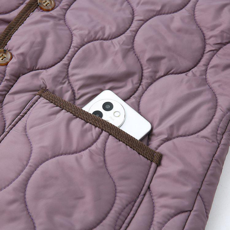 2025 Autumn/Winter Retro Lapel Cotton Jacket - Versatile Quilted Warm Short Coat for Women