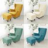 Sloping Arm Wing Back Chair Covers Elastic Anti-dirty Armchair Sofa Covers Polar Fleece Sofa Slipcover with Seat Cushion Cover
