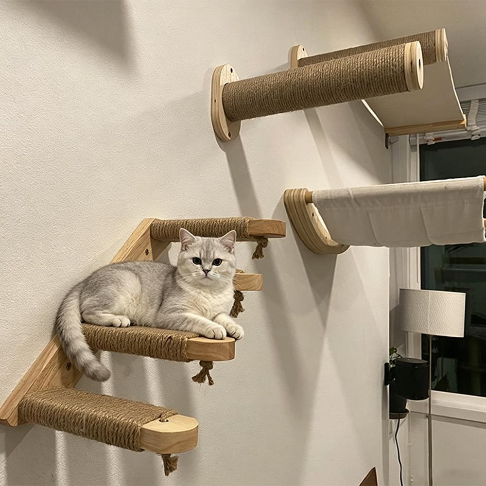 Innenwandhalterung Katzenbaum Kletterleiter Hängematte Sisal Kratzbaum Katzenmöbel Katzen-Sitzstange Trittbrett Rastplatz Haus für Kätzchen Katze
