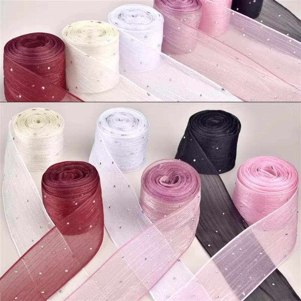 5 Meters/pack Bubble Pleated Tape 4cm Gift Wrapping Bouquets Diamond Mesh Organza Ribbon Gifts Packaging Material