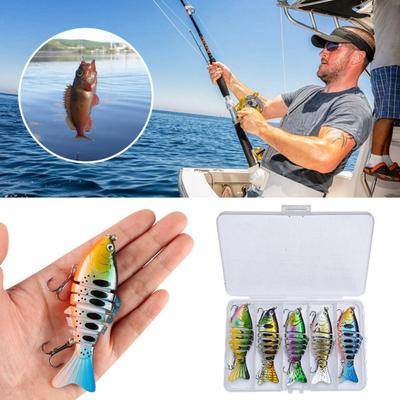 5 Piezas Señuelo de Pesca Multijointed de 10CM/16G con Anzuelos Swimbait Realista Hundido de 7 Secciones