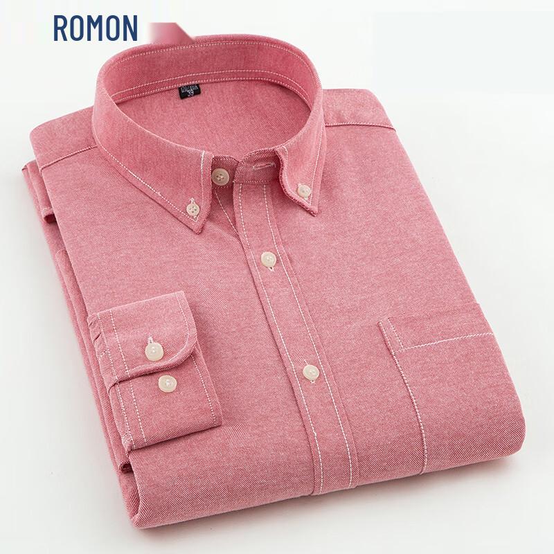 ROMON Men s Oxford Non-Iron Long Sleeve Shirt 40