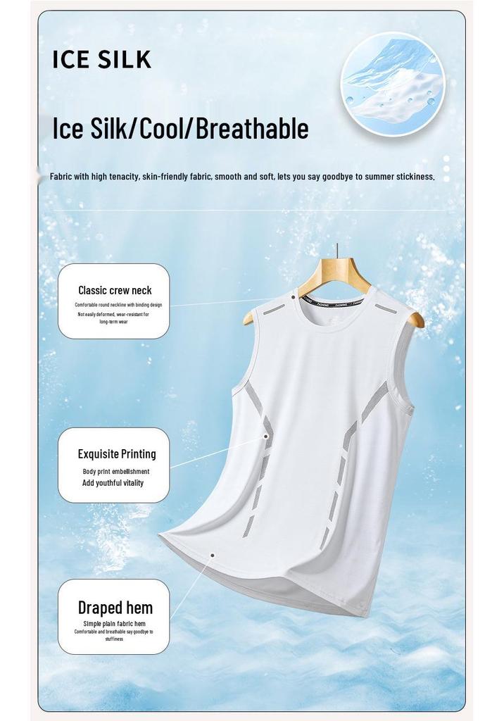 Men's Quick-Dry Sleeveless Sports Vest & Loose Fit T-Shirt Set - Plus Size, Ice Silk, Perfect for Summer Running & Fitness.