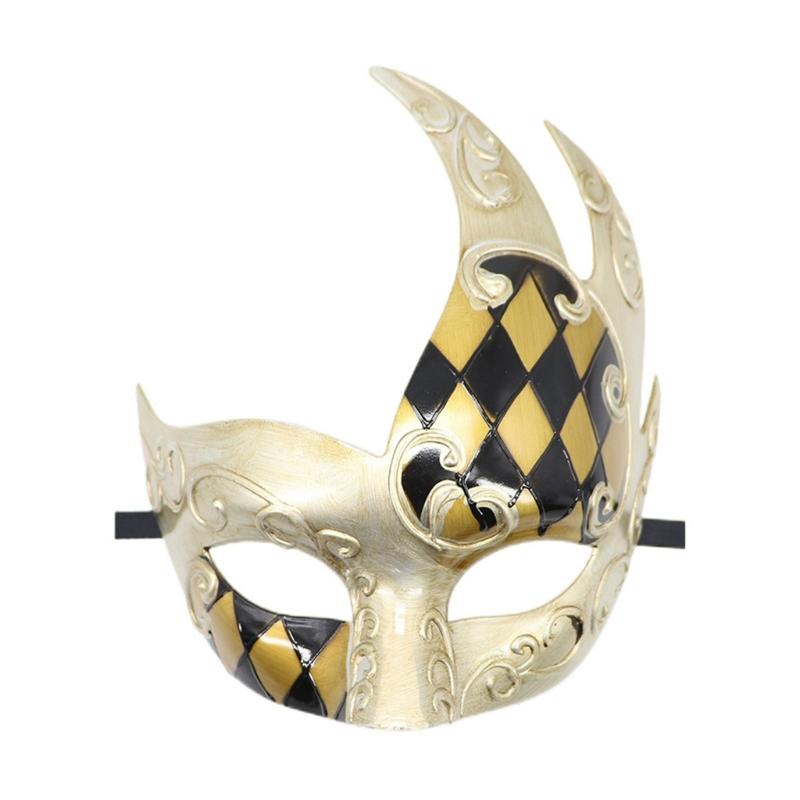 Masquerade Mask Mardi Gras Mask Venetians Mask Plaids Half Face Mask for Halloween Ball Cosplay Performances Props