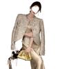 Elegant Women's Jacquard Jacket & Acetate Satin Dress Set