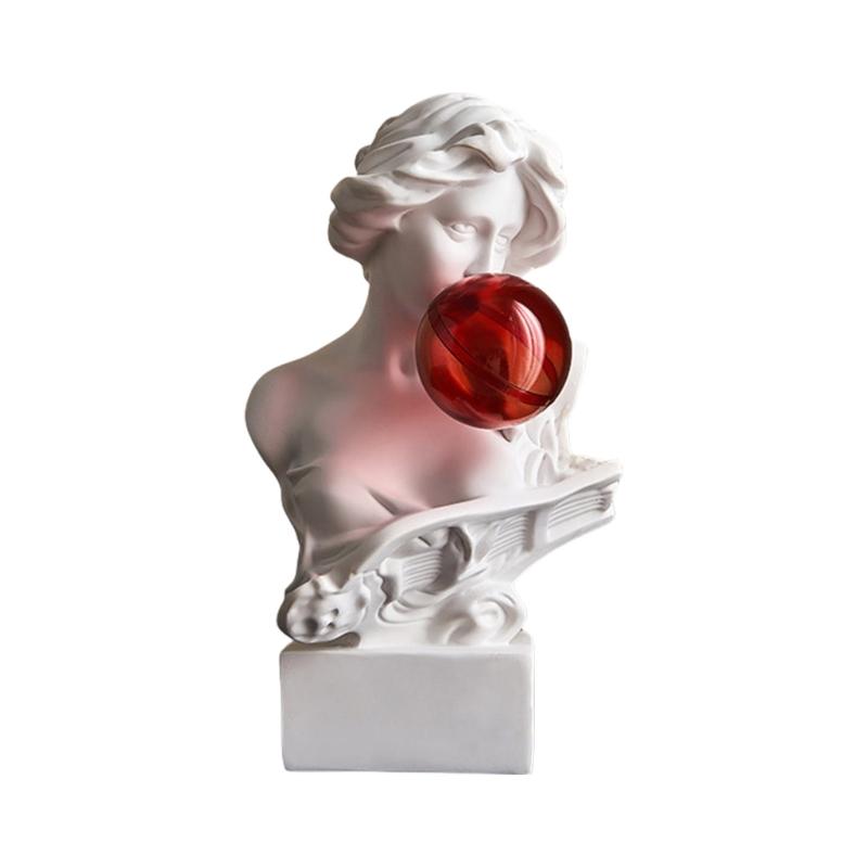 

Blowing Bubble Greek Bust Statue Figurine Funny Greek Head Resins Sculpture Desktop Decors for Office and Living Room S