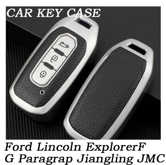 

New Soft Leather Car Key Case Cover Skin For Ford Lincoln ExplorerF G Paragrap Jiangling JMC Territorial Car Accessories зелений