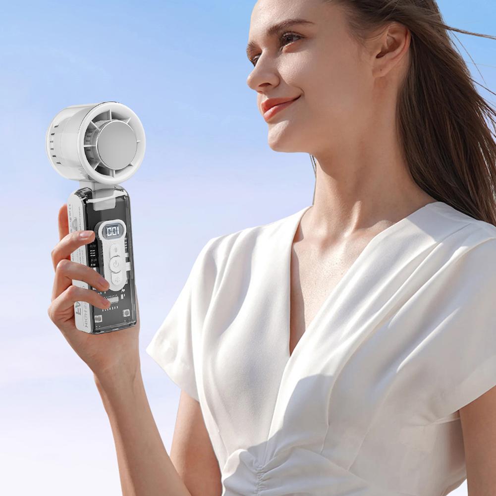 Portable Handheld Fan with LED Light 100 Speeds Foldable Personal Cooling Fan 3600mAh Electric Mini Turbo Fan for Outdoor Travel