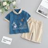 Completo Estivo da Ragazzo a Maniche Corte Stile Cinese per Bambini Hanbok Bello Completo Tang Cotone Lino Sezione Sottile di Abbigliamento Antico