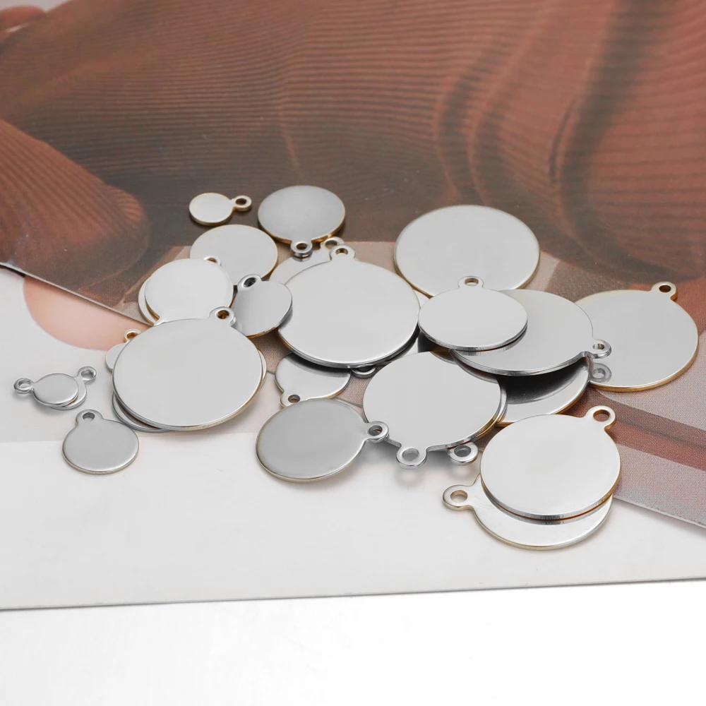 20/50Pcs Stainless Steel Vacuum Gold Color Blank Disc Charms Tags Pendants DIY Bracelet Necklace Jewelry Making Finding Supplies