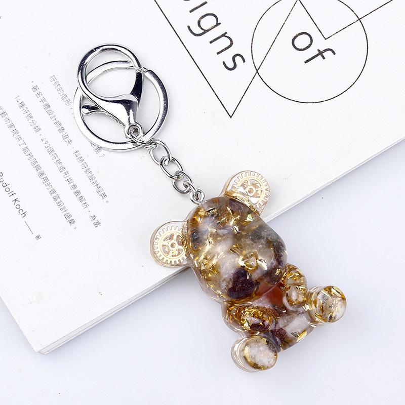 Crystal Resin Bear Keychain - Creative Hugging Bear Design for Car Keys