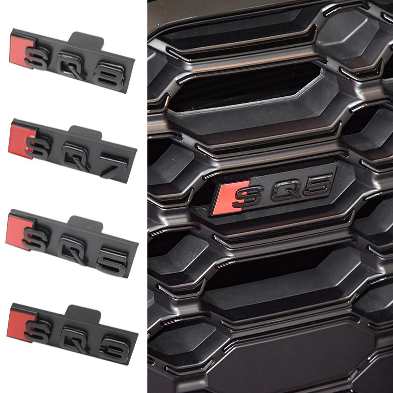 Car Front Grille Emblem ABS SQ Badge For F2 SQ3 SQ5 SQ7 SQ8 Logo Auto Stylin Sticker Decorative Modification Accessories