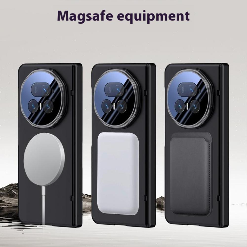 For Honor Magic V5 5G Magnetic Case Hard PC Phone Cover with HD Tempered Glass Film,Lens Kickstand