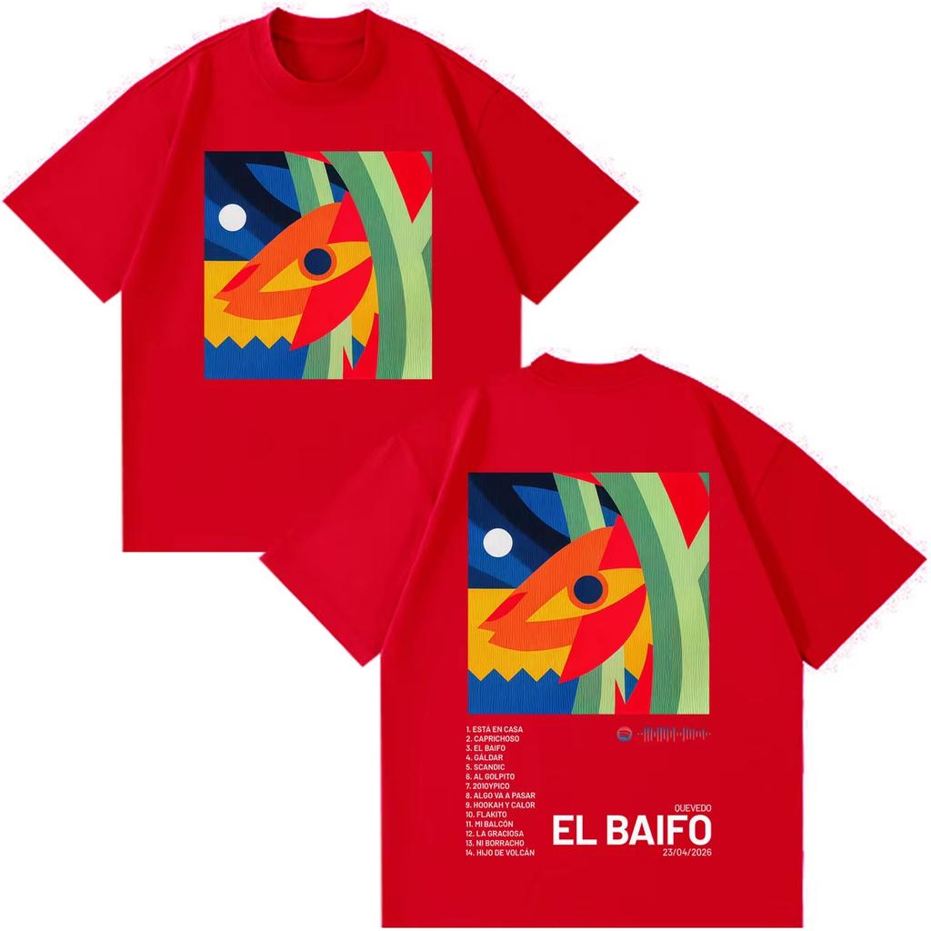 OUEVED0 EL BAIFO Album 2026 Tour Print Unisex Women Fashion HipHop Tshirts Summer Shortsleeved Tees Casual Cotton Streetwear