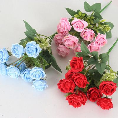 10 Heads Artificial Silk Flowers Rose Small Bouquet Eucalyptus For Wedding Scene Home Furnishings Bunch Flowers Home Decor