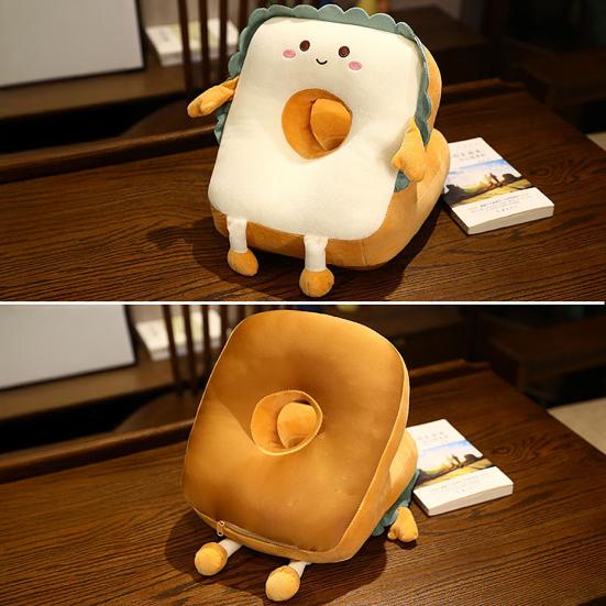 Toast-förmiges Nackenkissen, Leichtes Kissen zum Bauchschläfer-Nickerchen, Plüschtier-Kissen zum Kuscheln, für Büro und Klassenzimmer