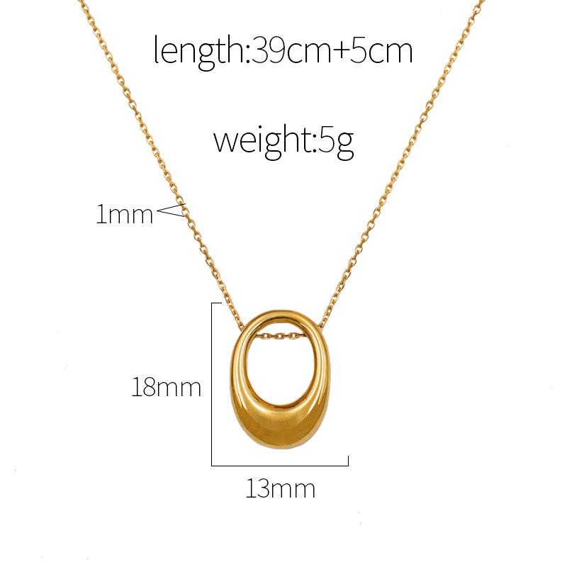 

Minimalist Light Luxury Cold Wind Stainless Steel Gold Circle Ring Necklace, Niche Temperament Geometric Pendant Collarbone Chain