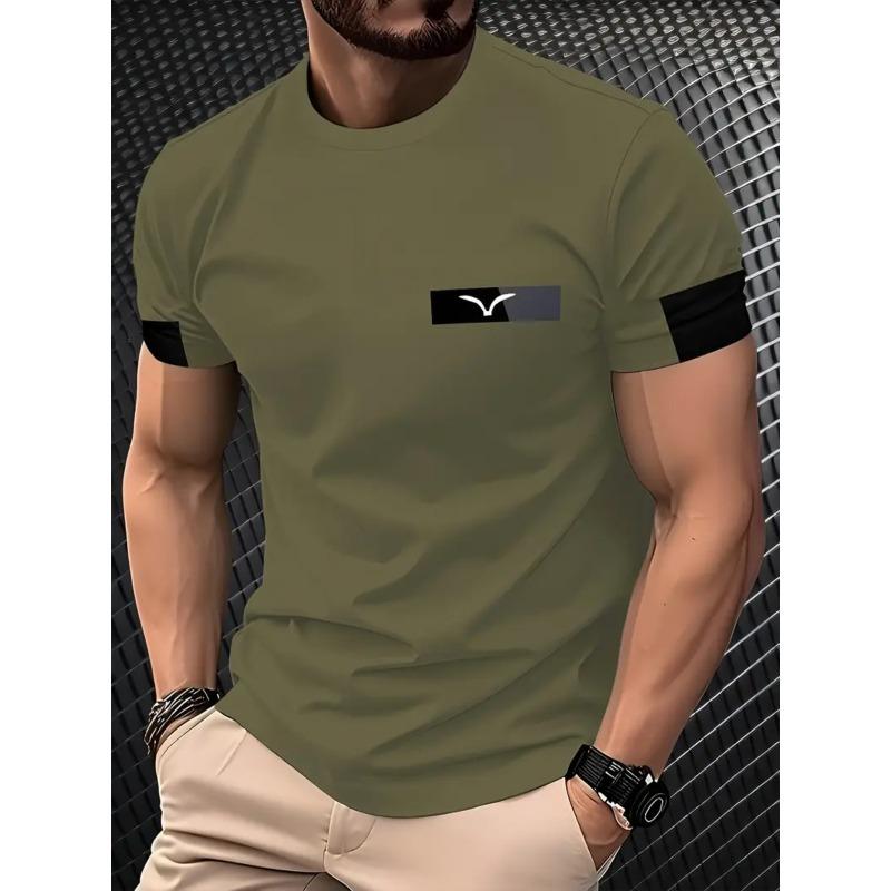 

Мужская летняя повседневная удобная футболка большого размера с 3D-принтом чайки - Мягкая полиэстеровая ткань средней эластичности, летняя мужская одежда свободного кроя 2XL зелёный