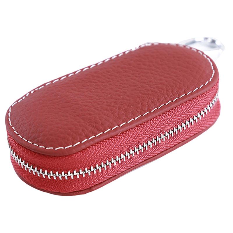 Men Key Holder Housekeeper Leather Car Key Wallets Keys Organizer Women Keychain Covers Zipper Key Case Bag Unisex Pouch Purse
