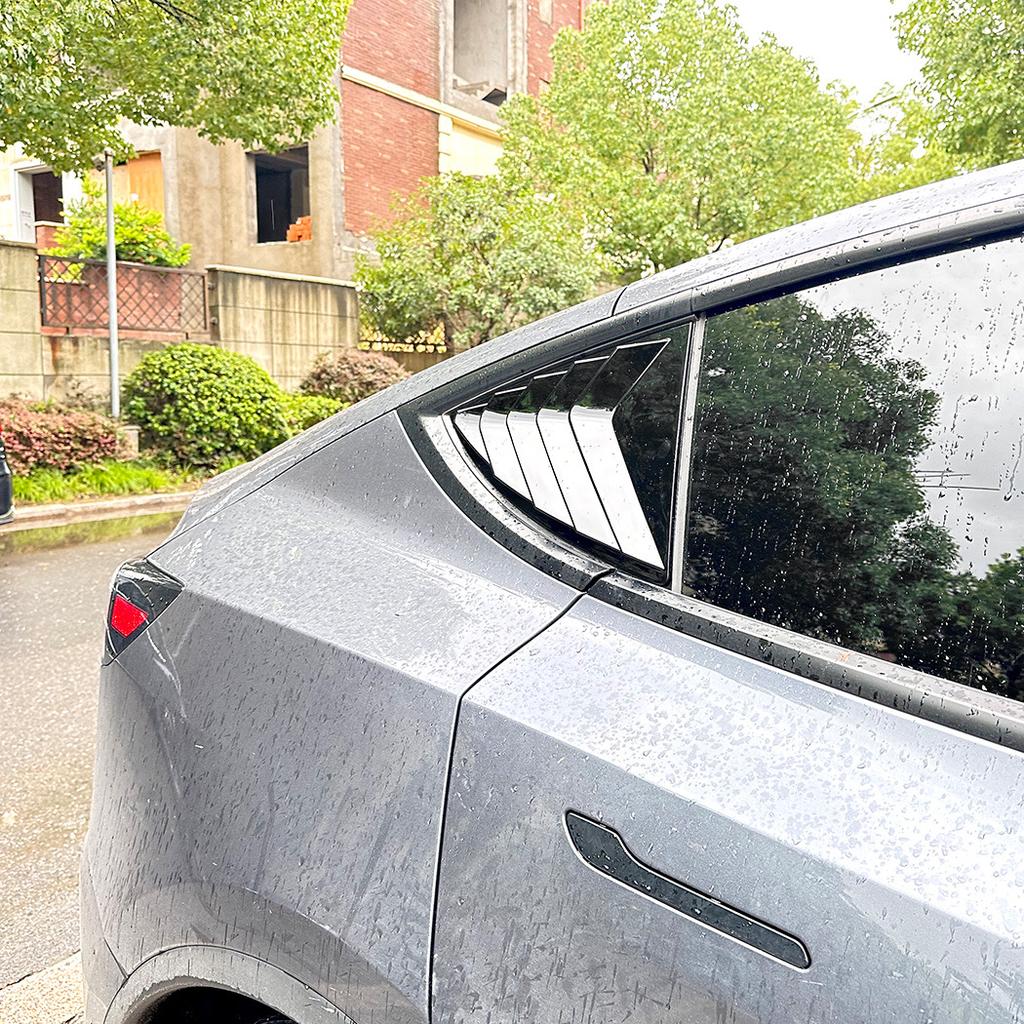 Rear Triangle Window Shutters Triangle Sunshade Modified Patch Shark Gill For Tesla Model Y 2019-2024