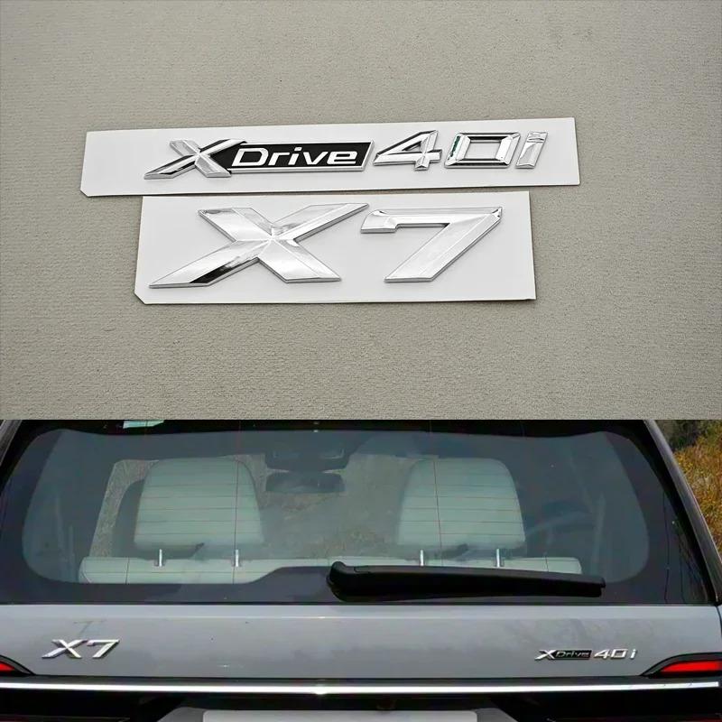 BMW X7 XDrive 40i 3D ABS Chrome Black Car Letters Logo Rear Trunk Badge Side Door Emblem Sticker Exterior Accessories for G07 Tm2