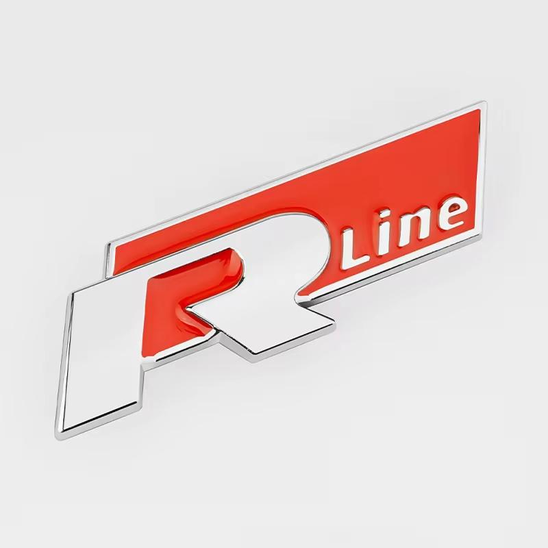 3D Metal R Line Logo, Car Front Grill Badge Rear Trunk Emblem Sticker for G-ol-f 4 5 6 7 P-ol-o P-assa-t T-igua-n T-oura-n C-C T-ouare-g