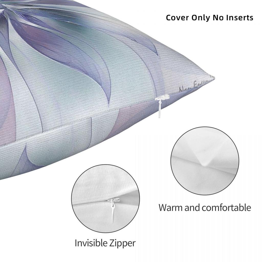 Periwinkle Blue Flower Square Pillowcase Polyester Linen Velvet Pattern Zip Decorative Pillow Case Bed Cushion Case
