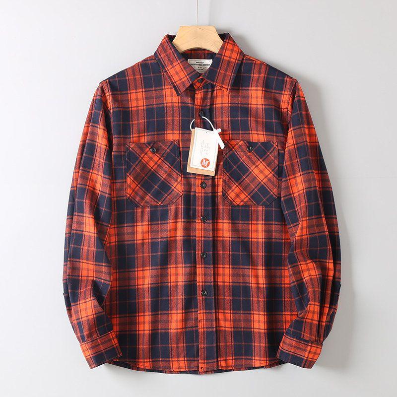 Soft Texture Foreign Trade Export Unisex Shirts, Spring and Autumn Vintage Loose Versatile Plaid Long-Sleeve Shirts