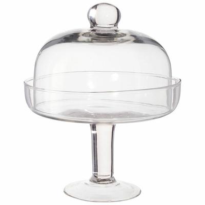 Glass Pedestal Bowl With Lid For Sweets 24 Cm