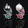 Jewelry Copper Bottom Gold-Plated Bead Pearl Creative Feather Hollow Diamond Ring 14M