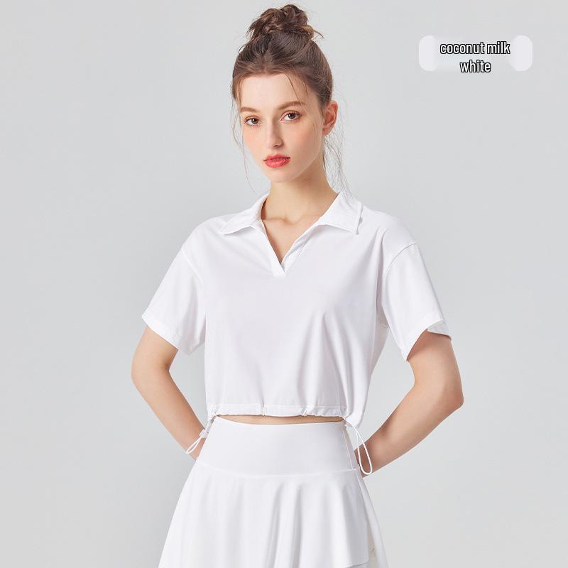 

Женская футболка для йоги с высоким воротом, быстросохнущая - Чистая, Сексуальная, Повседневная спортивная одежда XL