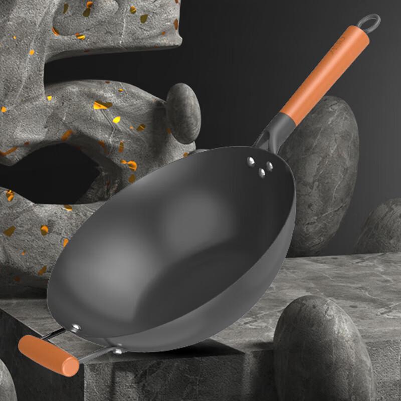 ASD 34cm Non-Coated Cast Iron Stir-Fry Pan