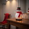 Christmas Party Supplies Snowman Candle Holder, Decorative Metal Candlestick Ornament with Top Pillar Stand Hat And Scarf for Table Centerpiece