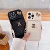 Rautenförmiger Bären-Kartenhalter mit Diamanten und Lanyard für Apple 17 Pro Max und 16 Münzbörsen Schutzhüllen