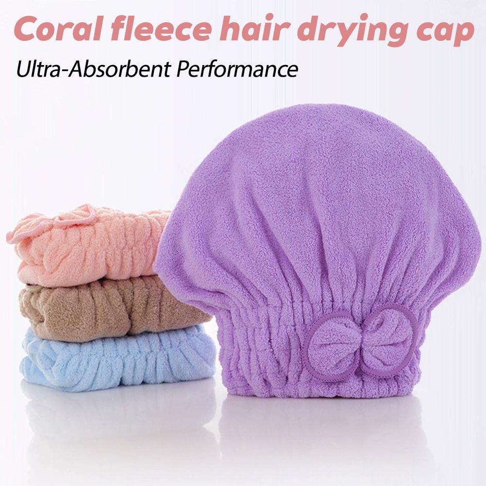 1Piece Microfiber Hair Drying Towels Head Wrap With Bow-Knot Shower Cap Hair Turban Hairwrap Bath Cap For Curly Long Wet Hair Present