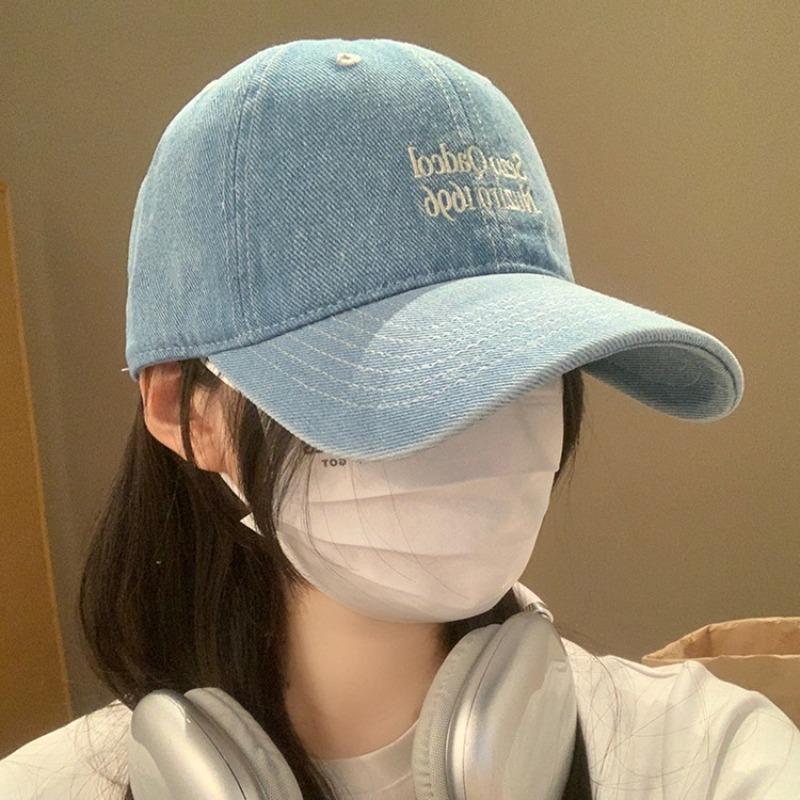 Retro washed denim baseball cap female couple versatile big head circumference sunshade cap male face small