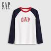 GAP Kids' Logo Print Colorblock Raglan Long Sleeve T-Shirt