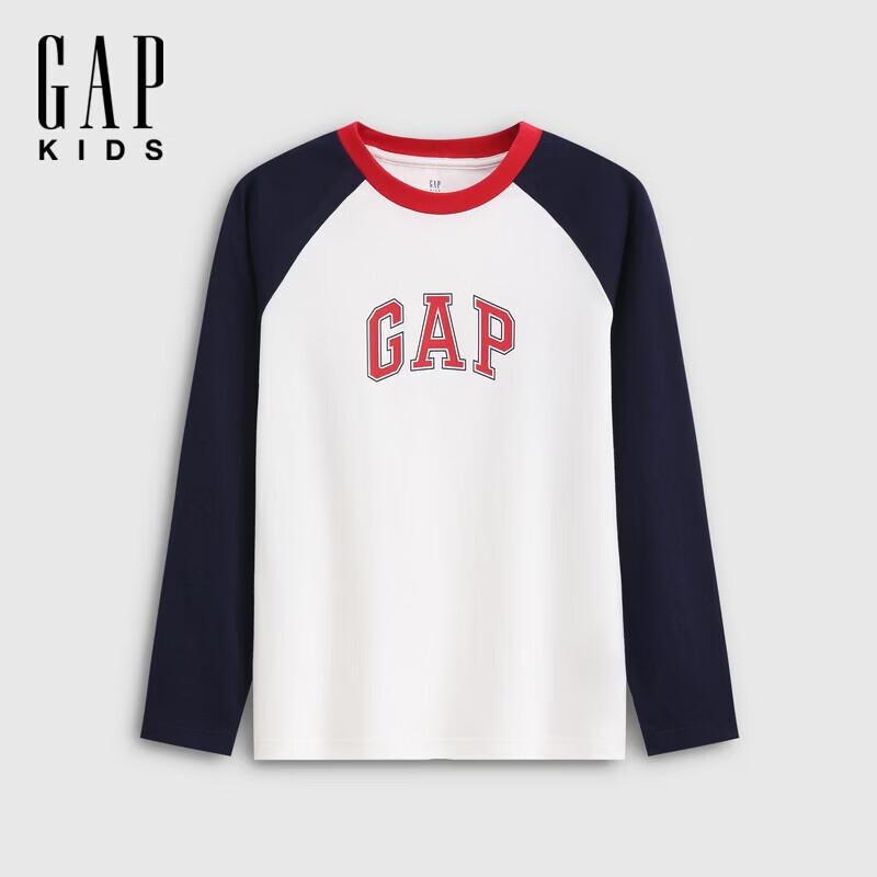 GAP Kids' Logo Print Colorblock Raglan Long Sleeve T-Shirt