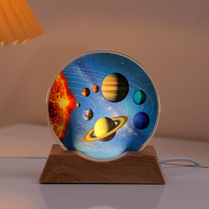 Crystal Disc Luminous Night Lamp Bedside Lamp Ambient Desk Lamp Creative Gift Desktop Decoration Ornament