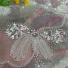 African 3D Beaded Sequins Pearls Embroidered Tulle Fabric Handmade Net Lace Fabric for Bridal Party Dresses DIY Sewing