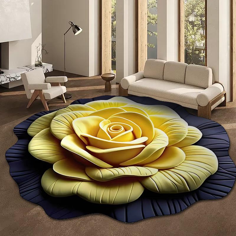 Irregular Floral 3D Diatomaceous Earth Bathroom Mat – Water Absorbent, Non-Slip, Quick-Drying.