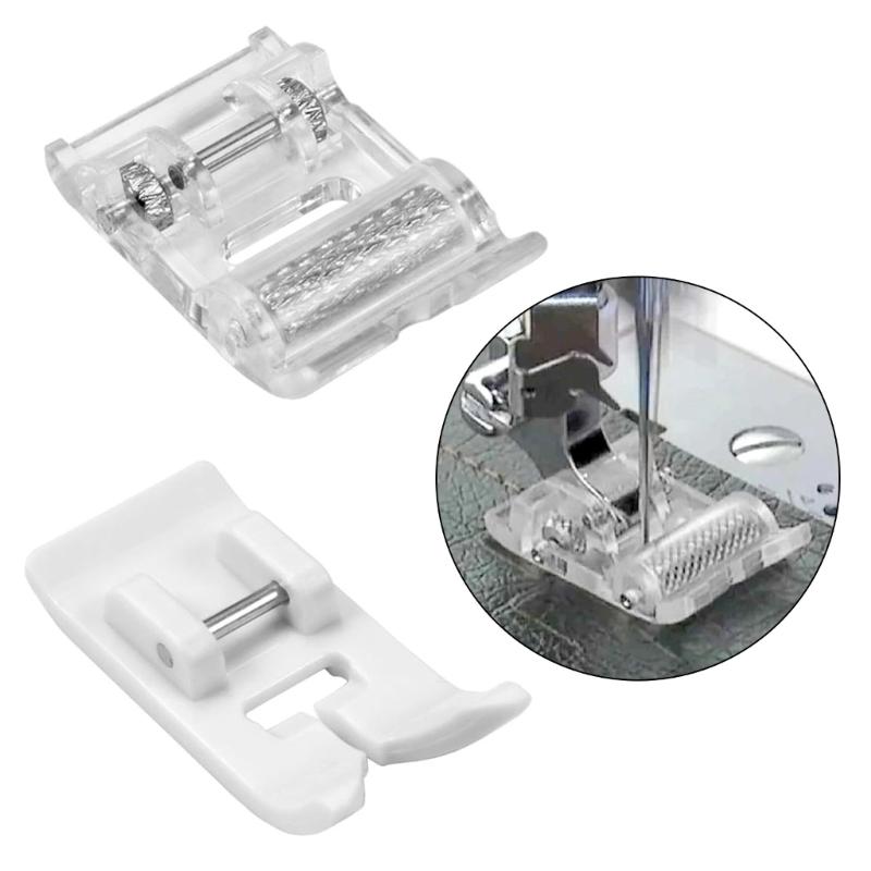 Leather Sewing Presser Feet Set for Home Machines, Wheel Foot and Smooth Foot Accessories for Coated Cloth Tasks and Fabric Control