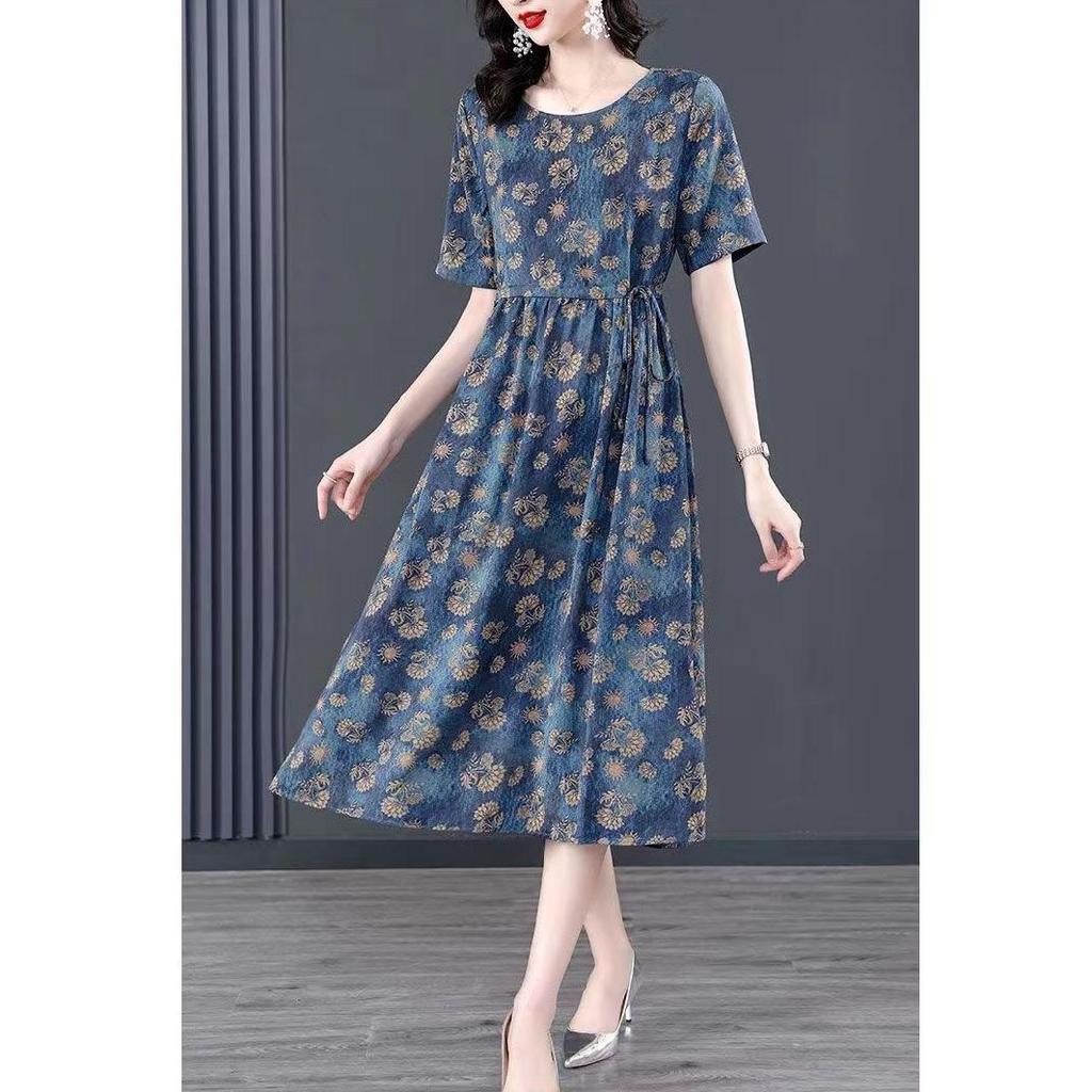Women's Loose Floral Summer Dress for Middle-Aged Moms