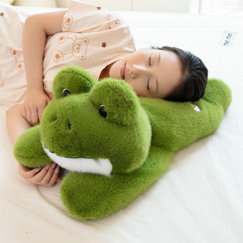 30-60cm New Lying Frog Plush Toy Playful Green The Frog Prince Bed Soothing Doll Sleep Accompany Pillow Birthday Gift