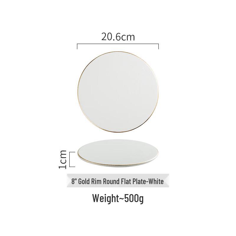 Wuhe Japanese Style Gold Rim Bone China Dinner Plate
