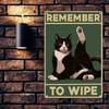Vintage Cat Metal Tin Sign Humorous Bathroom Decor Rustic Plaque