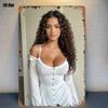 Vintage Lady Oil Painting Metal Wall Decor for Living Room