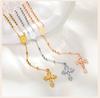 Rosary Beads Cross Necklace for Women, Stainless Steel  Crucifix Virgin Mary Y Shape Necklaces Jewelry