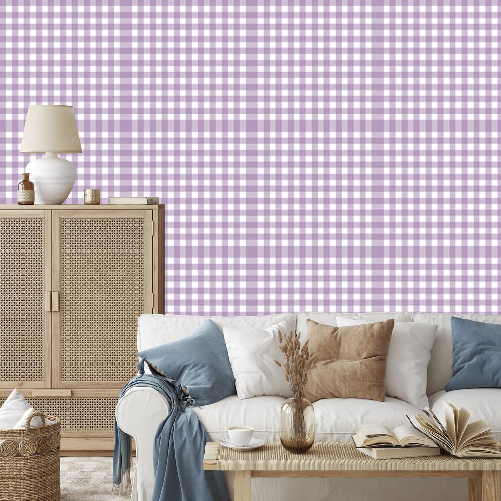 Wallpaper Fabric Pattern Light Gray and Purple 50x1000